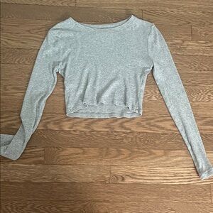 Madewell Light Gray Long Sleeve Crop Top